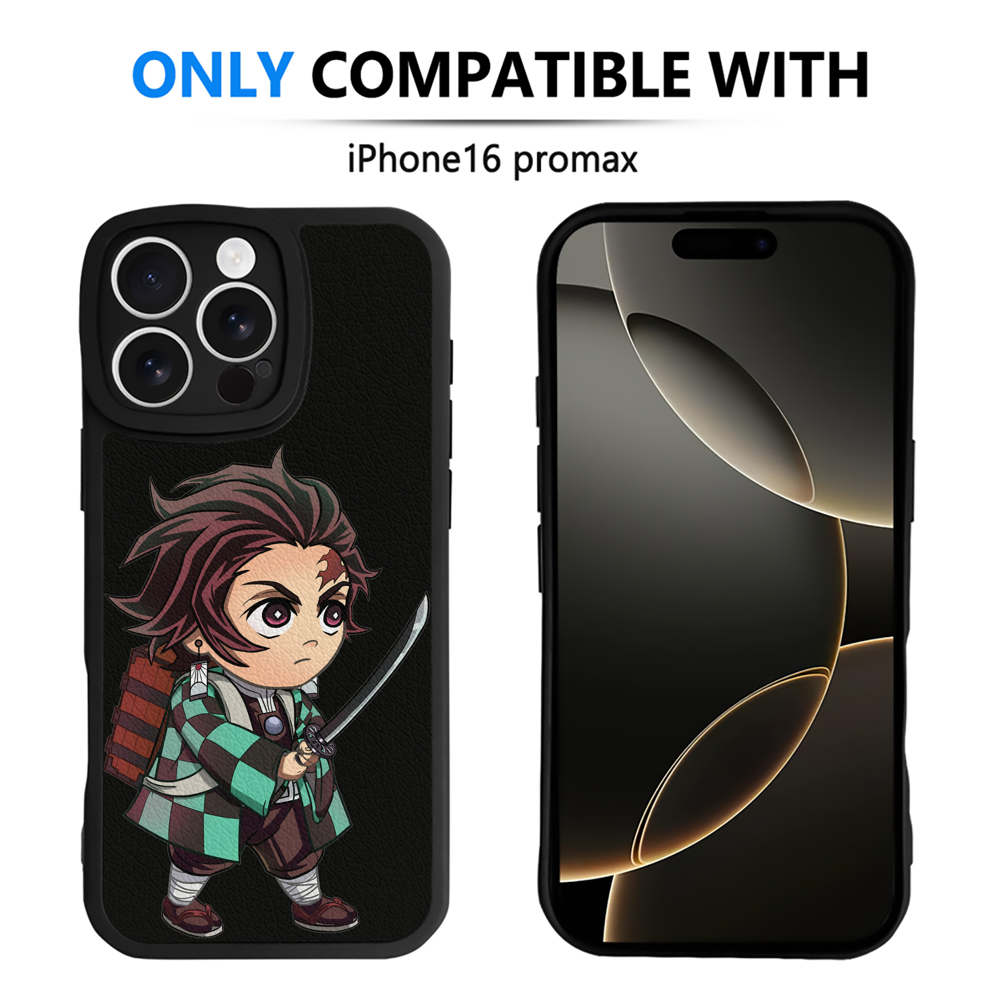 （画像用） 鬼滅の刃 竈門 炭治郎／かまど たんじろう Kamado Tanjirou 【iPhone 16シリーズ対応】シリコンスマホケース（レザー調） 材質：シリコン